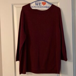 Liz Claiborne, sz XL burgundy sparkly sweater